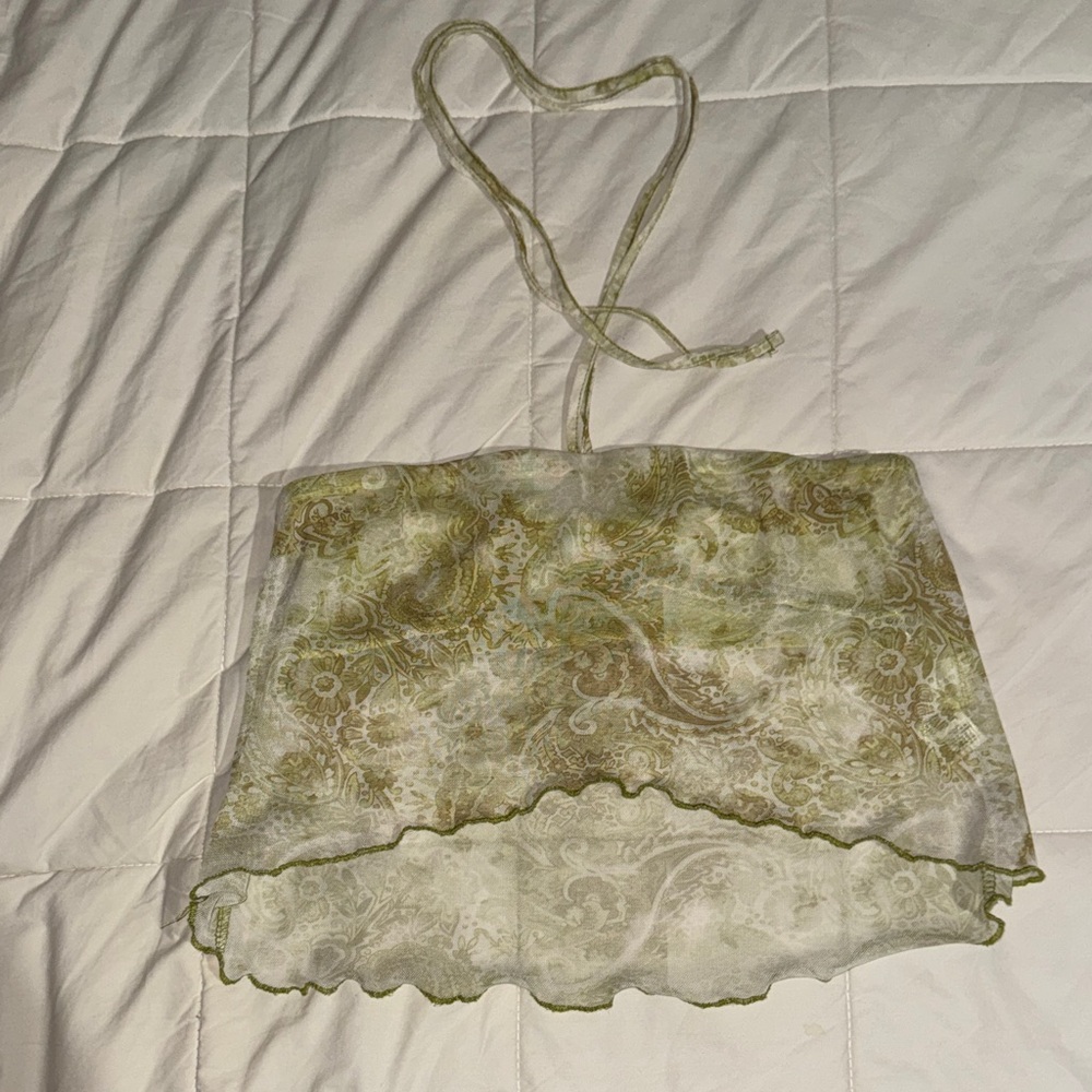 Garage Green Lace Halter Crop Top